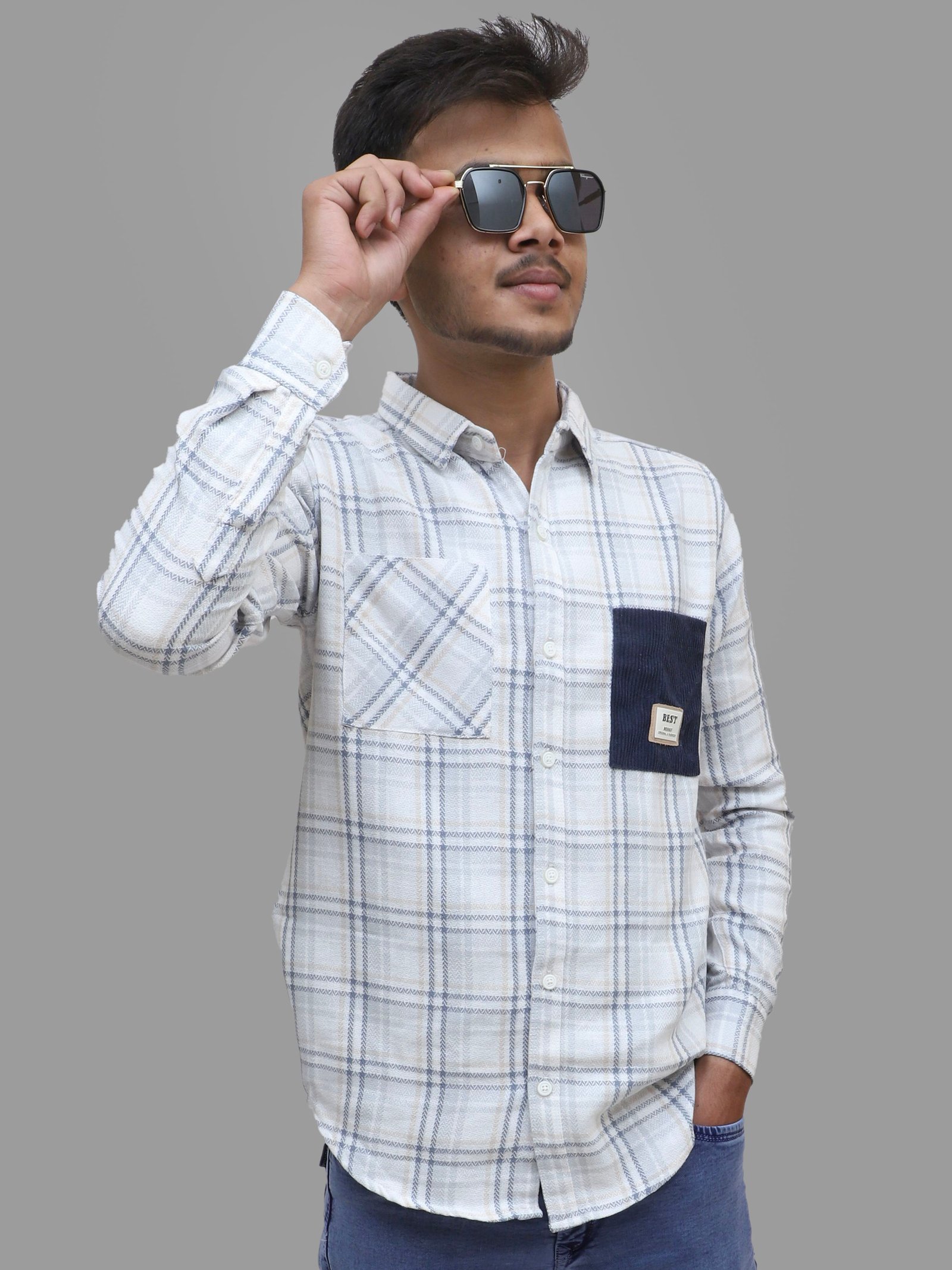 White Checked Casual Shirt